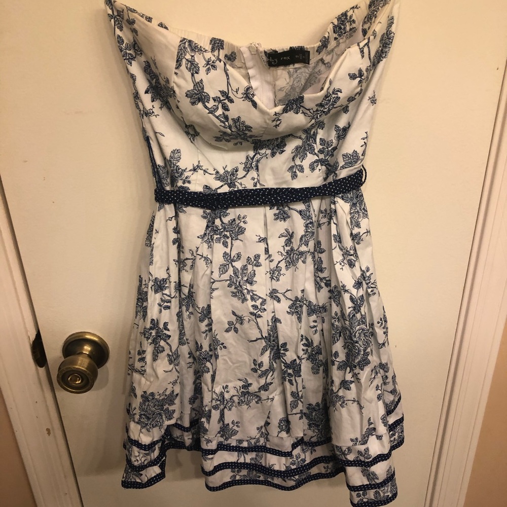 Blue and white floral dress